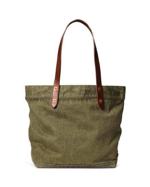 RRL Twill-Tragetasche Mit Lederbesatz in Green für Herren