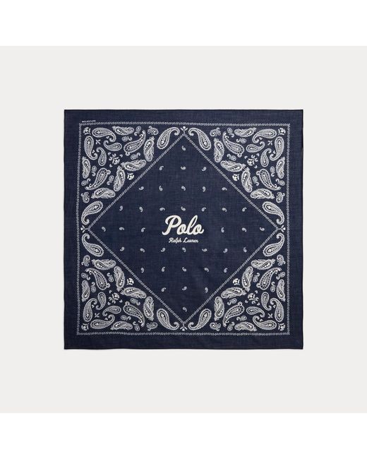 Polo Ralph Lauren Blue Logo Paisley Cotton Bandanna