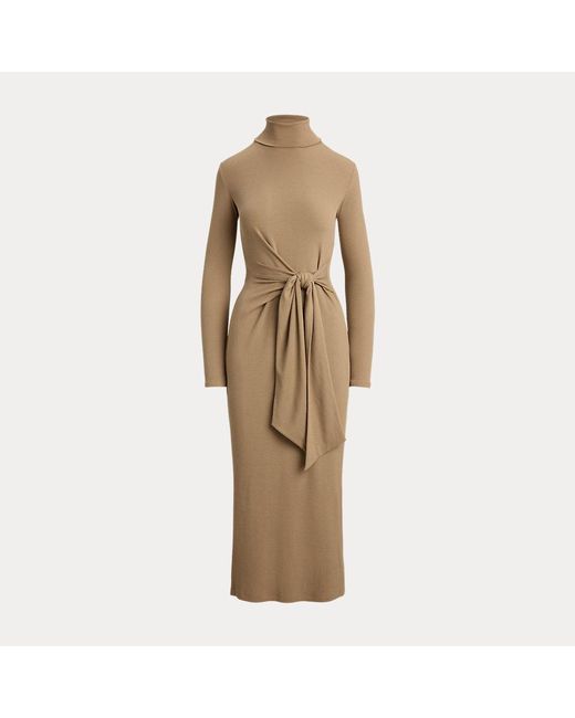 Ralph Lauren Jurk Met Turtleneck En Strik Voor in het Natural