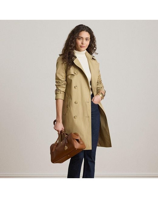Ralph Lauren Natural Double-Breasted Cotton-Blend Trench Coat
