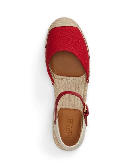 Ralph Lauren Red Robby Canvas Espadrille Flat
