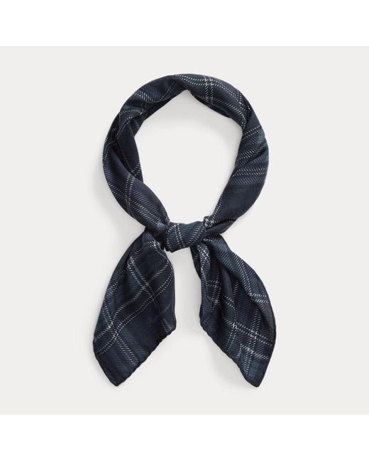 Ralph Lauren Geruite Kasjmier-Zijden Halsdoek in het Blue voor heren
