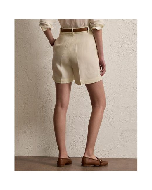 Ralph Lauren Natural Tracy Pleated Linen Short