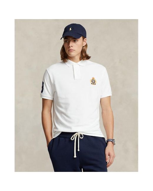 Polo Ralph Lauren Custom Slim Mesh Triple-pony Polo-shirt in het White voor heren