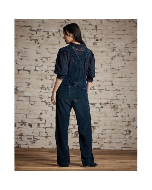 Salopette in velluto indaco con rammendi di RRL in Blue