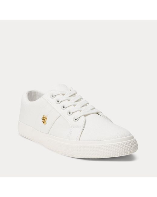 Ralph Lauren White Janson Ii Canvas Trainer