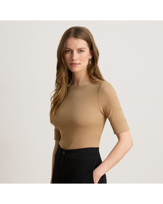 Ralph Lauren Natural Stretch Cotton Boatneck T-Shirt