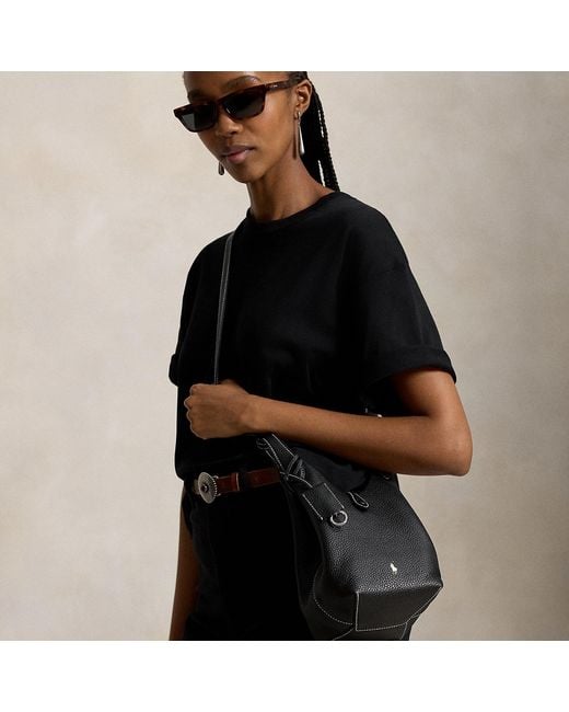 Polo Ralph Lauren Black Polo Play Small Leather Tote & Crossbody