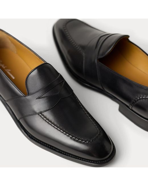 Ralph Lauren Black Meegan Calfskin Penny Loafer for men