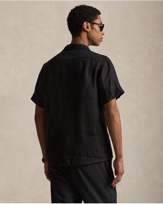 Polo Ralph Lauren Black Classic Fit Linen Camp Shirt for men