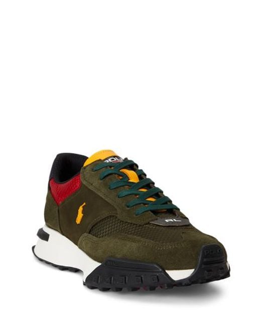 Polo Ralph Lauren Green Eldridge Suede-Panelled Trainer for men