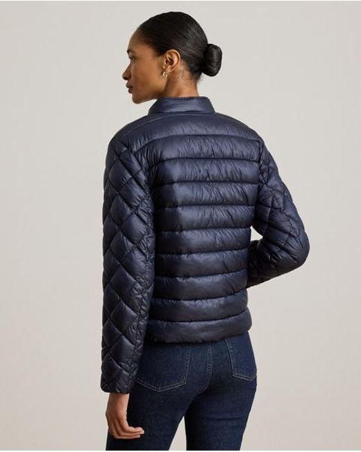Ralph Lauren Blue Quilted Mockneck Puffer Jacket