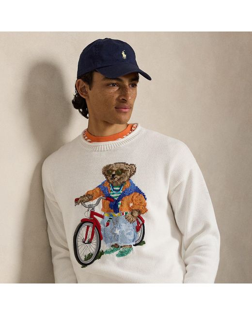 Polo Ralph Lauren White Polo Bear Cotton Roll Neck Jumper for men