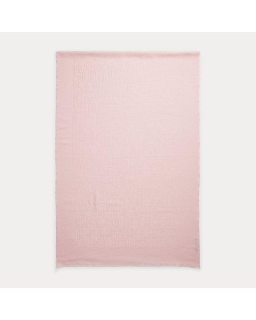 Bufanda de jacquard de mezcla de algodón Lauren by Ralph Lauren de color Pink