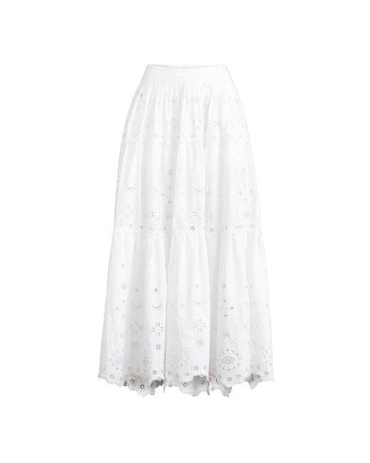Polo Ralph Lauren White Eyelet Tiered Poplin Skirt