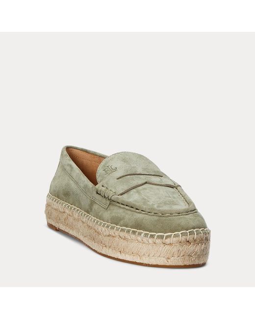 Ralph Lauren Green Loafer-Espadrille Luize Aus Wildleder