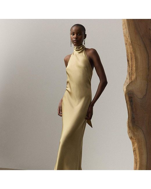 Ralph Lauren Women's Natural Chilton Stretch Satin Evening Dress