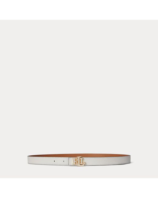 Ralph Lauren Natural Logo Reversible Leather Skinny Belt