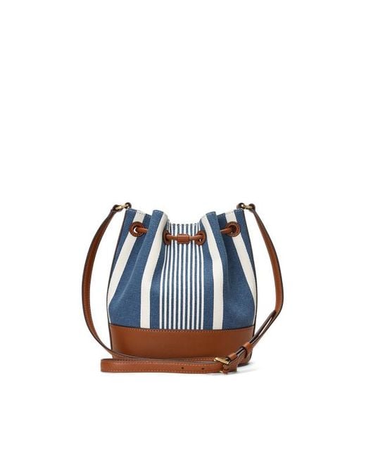 Lauren by Ralph Lauren Blue Striped Medium Andie Drawstring Bag