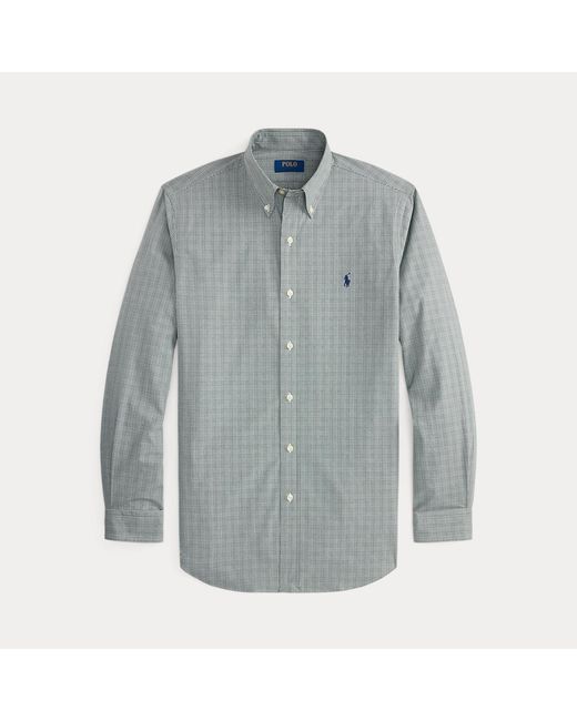 Polo Ralph Lauren Green Custom Fit Checked Stretch Poplin Shirt for men