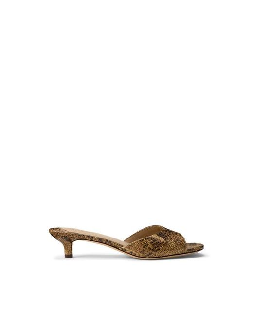 Ralph Lauren Brown Francesca Python-Embossed Mule Sandal