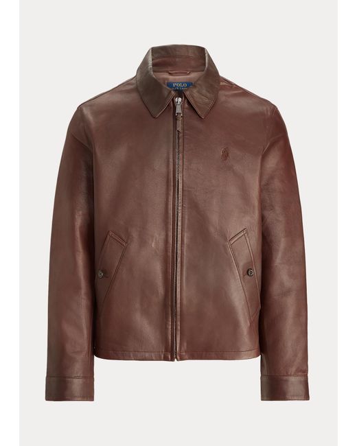Polo Ralph Lauren Brown Lambskin Leather Jacket for men