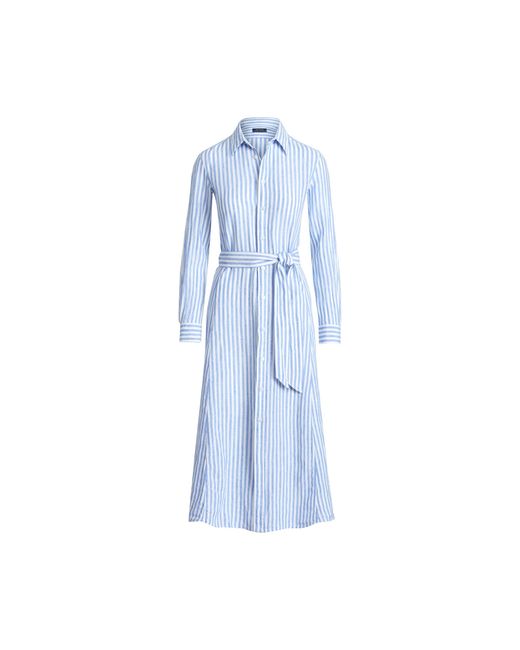 Polo Ralph Lauren Blue Striped Linen Shirtdress