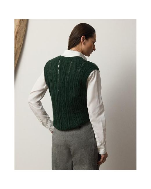 Gilet in seta e cashmere a trecce di Ralph Lauren in Green