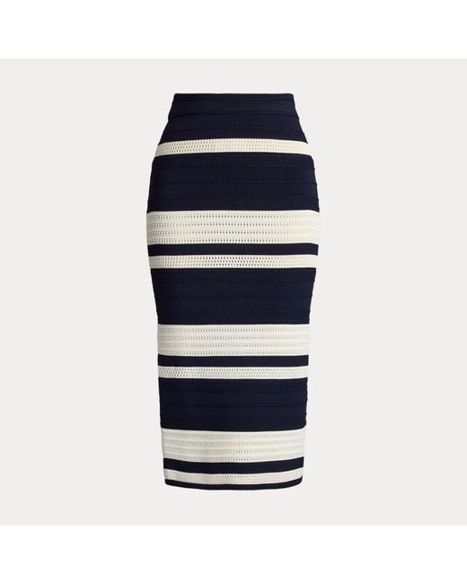 Ralph Lauren Blue Ferris Striped Textured Pencil Skirt