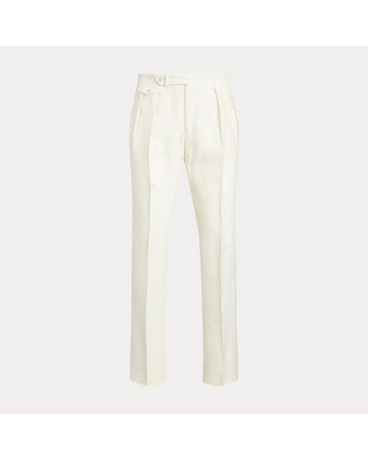 Polo Ralph Lauren Blue Pleated Linen Suit Trouser for men