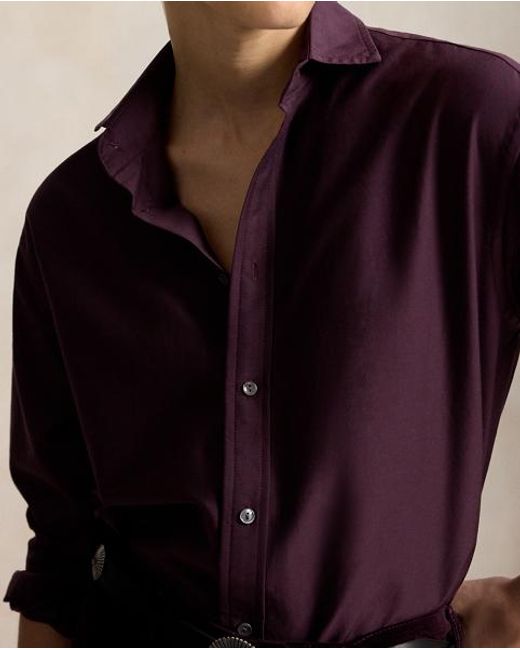 Polo Ralph Lauren Purple Relaxed Fit Cotton-Silk Shirt
