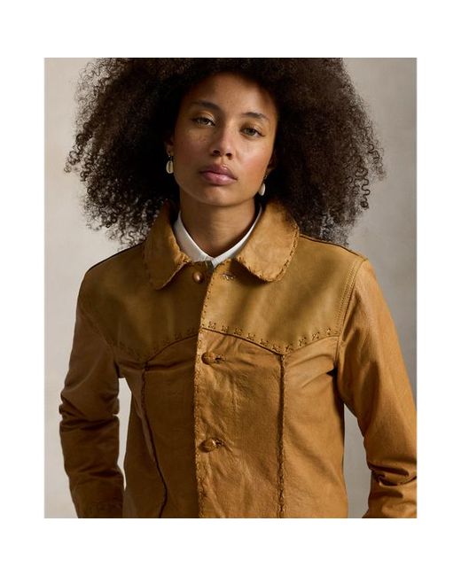 Ralph Lauren Brown Western Leather Shirt Jacket