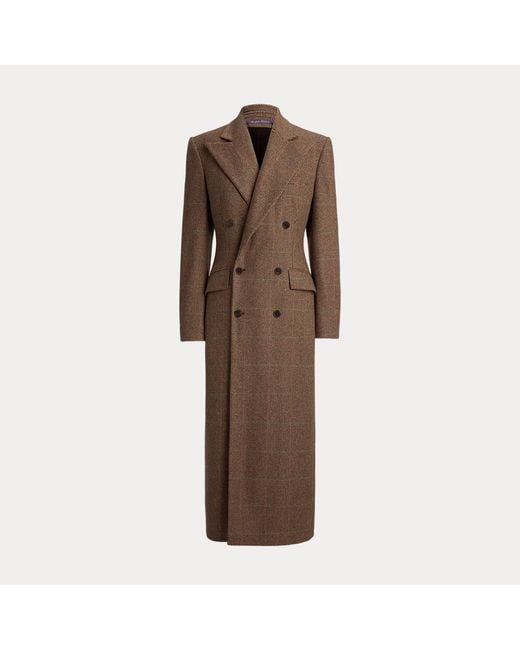Ralph Lauren Brown Affton Windowpane Pied De Poule Coat