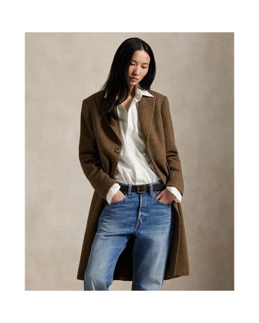 Polo Ralph Lauren Blue Wool-Blend Herringbone Coat
