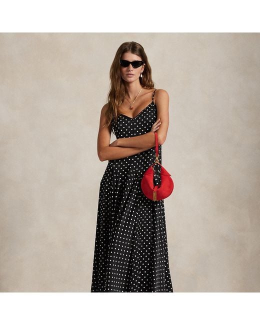 Polo Ralph Lauren Blue Polka-Dot Satin Dress