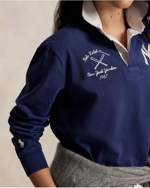 Polo Ralph Lauren Blue Polo Ralph Lauren Lauren Yankees Rugby Shirt for men