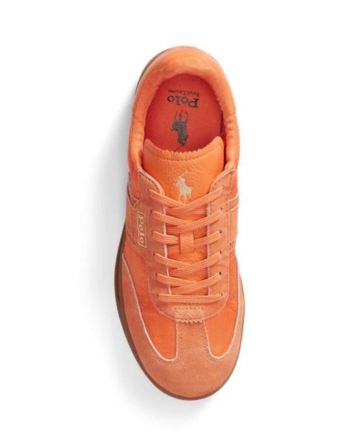 Polo Ralph Lauren Orange Heritage Aera Suede-Trim Trainer
