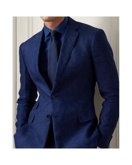 Ralph Lauren Purple Label Blue Kent Hand-tailored Linen Dobby Jacket for men