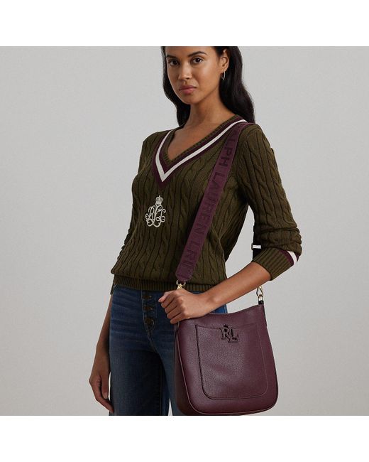 Ralph Lauren Gray Ralph Lauren Pebbled Leather Large Cameryn Crossbody
