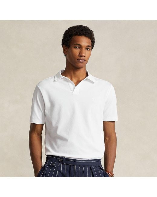 Ralph Lauren White Classic Fit Stretch Mesh Polo Shirt for men