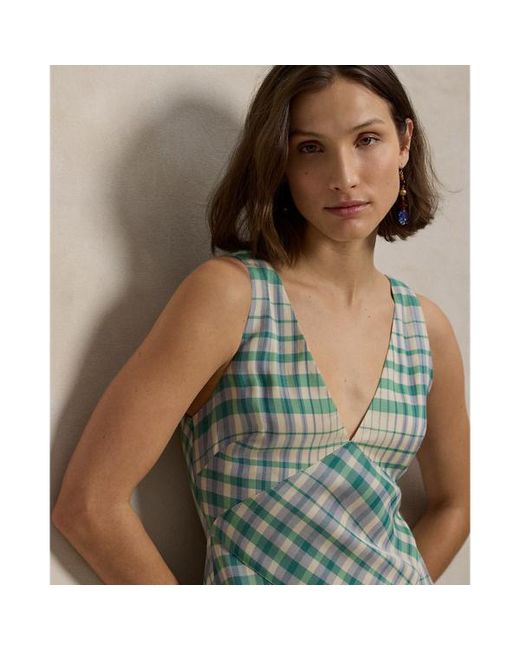 Abito smanicato a pannelli scozzese di Polo Ralph Lauren in Green