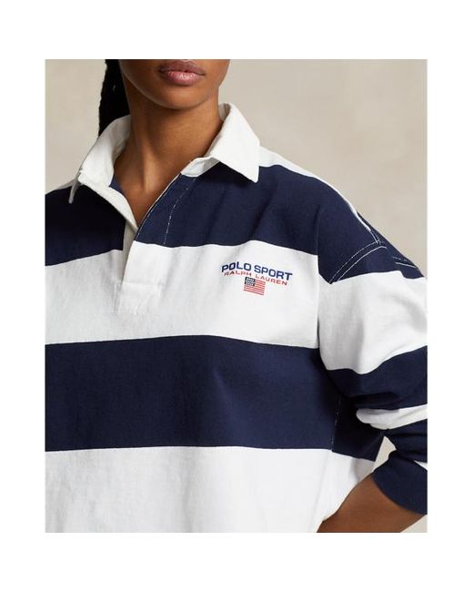 Polo Ralph Lauren Blue Kurzes Rugbyhemd mit Streifen