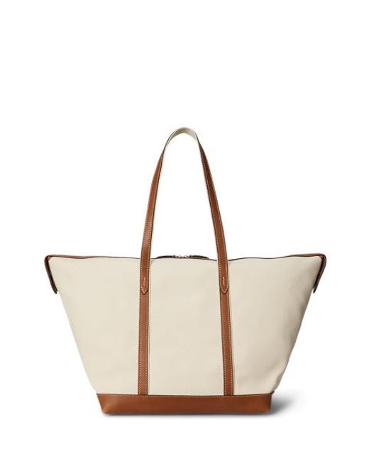 Polo Ralph Lauren Blue Large Canvas Leather-Trim Shopper Tote