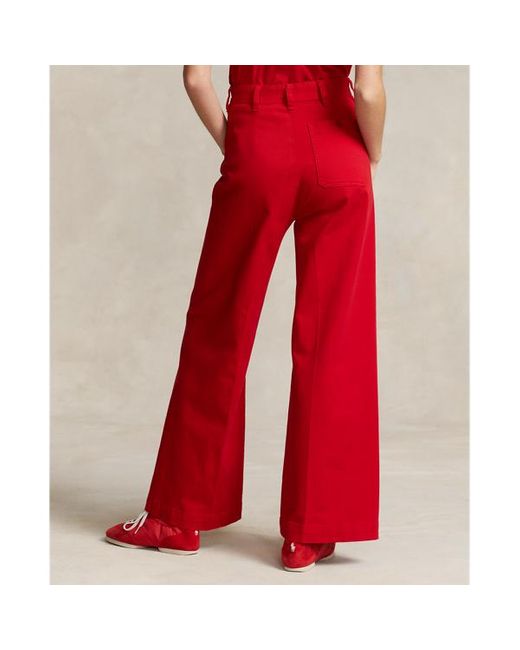 Pantalón recortado de sarga de algodón Ralph Lauren de color Red