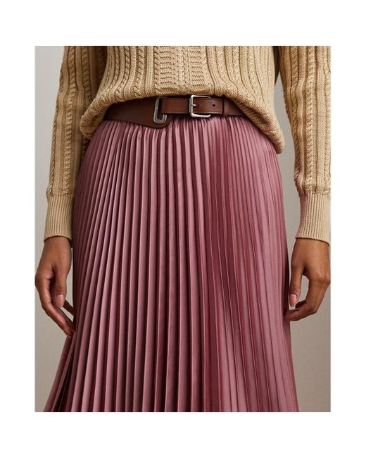 Gonna a pieghe in charmeuse di raso di Ralph Lauren in Brown