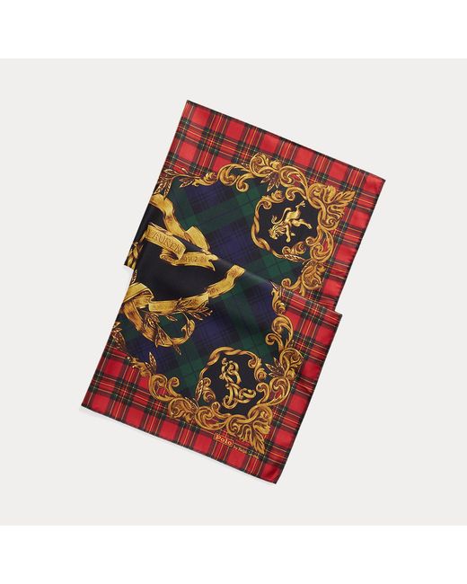 Polo Ralph Lauren Red Crest Silk Twill Square Scarf for men