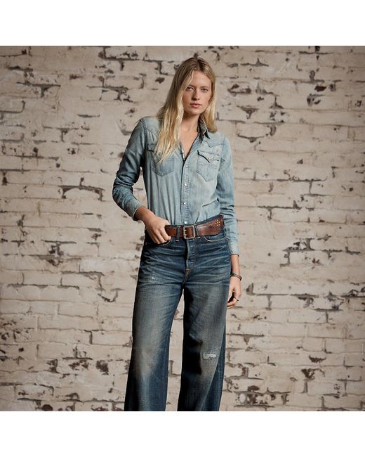 RRL Blue Vintage Wide Fit Distressed Kenley Jean