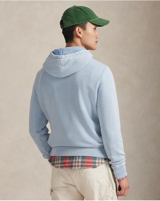 Polo Ralph Lauren Blue Polo Bear Garment-Dyed Fleece Hoodie for men