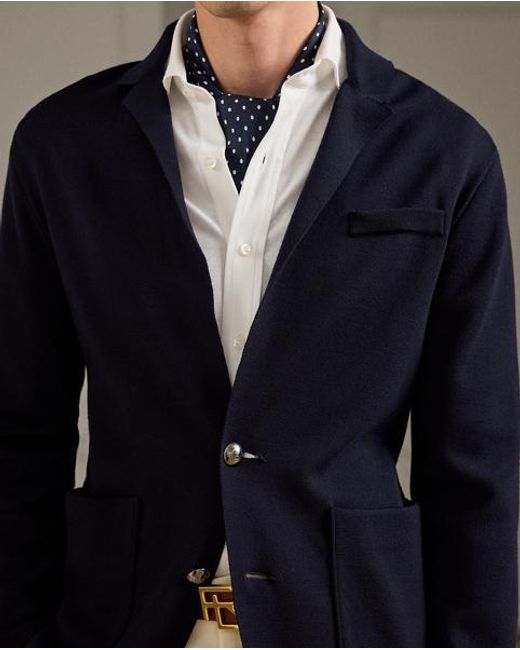 Ralph Lauren Blue Wool Blazer Cardigan for men