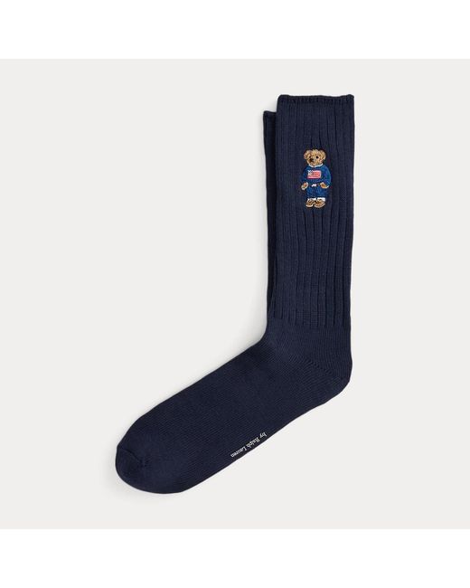 Polo Ralph Lauren Blue Polo Bear Cotton-Blend Crew Socks for men